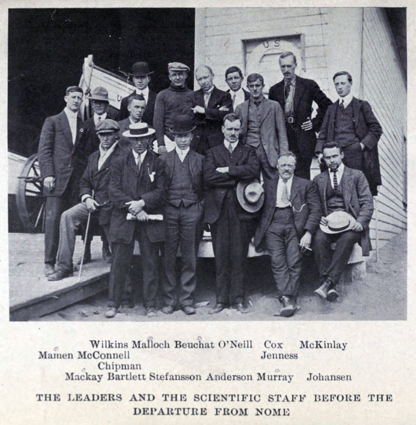 The scientific staff of the Karluk expedition. CC wikmedia.